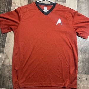 Red V-Neck Officially Licensed Star Trek Men's Shirt Large NNT
